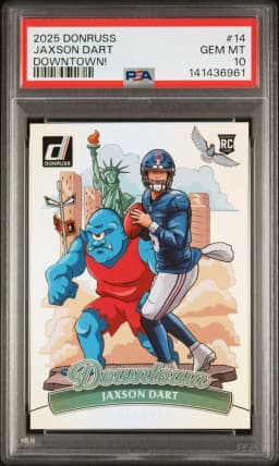 2025 #14 Jaxson Dart PSA 10 Panini Donruss Downtown! Football