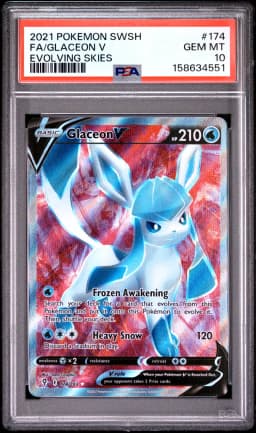 2021 #174 Full Art/Glaceon V PSA 10 Sword & Shield Evolving Skies