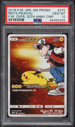 2018 #270/SM-P Red's Pikachu PSA 10 Pokemon Japanese SM 20th Anniversary