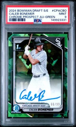 2024 #CPACBO Caleb Bonemer PSA 9 Bowman Draft Sapphire Edition Chrome Sapphire Prospect Autographs