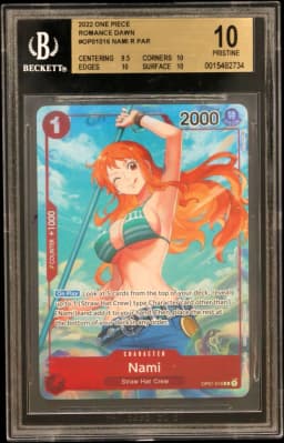 2022 #OP01016 Nami ALT ART R ERR/("reveal 1...") BGS 10 One Piece Card Game Romance Dawn