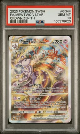 2023 #GG44 Full Art/Mewtwo Vstar PSA 10 Sword and Shield Crown Zenith Pokemon
