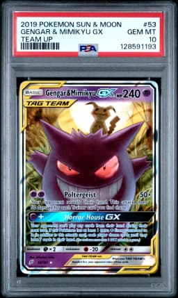 2019 #53 Gengar & Mimikyu GX PSA 10 Sun & Moon Team Up