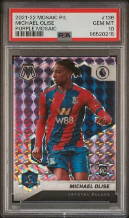 2021 #136 Michael Olise PSA 10 Purple Mosaic Panini Mosaic Premier League Soccer