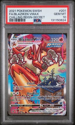2021 #201 Full Art/Blaziken Vmax PSA 10 Sword & Shield Chilling Reign