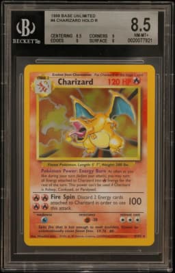 1999 #4 Charizard HOLO R BGS 8.5 Base Unlimited