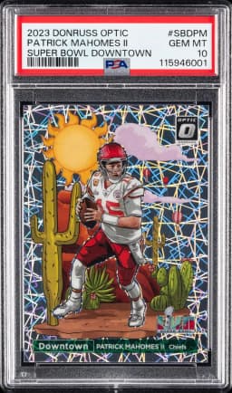 2023 #SBDPM Patrick Mahomes II PSA 10 Panini Donruss Optic Super Bowl Downtown Football