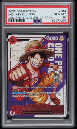 2025 #014 Monkey D. Luffy PSA 10 One Piece 3rd Anniversary! One Piece Card Treasure Campaign Pack