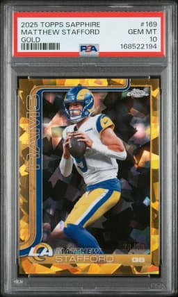 2025 #169 Matthew Stafford PSA 10 Topps Chrome Sapphire Edition