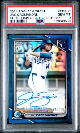 2024 #CPAJC Jac Caglianone PSA 10 Bowman Draft Chrome Prospect Autographs Baseball