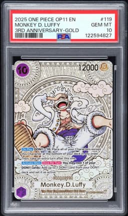 2025 #119 Monkey D. Luffy PSA 10 One Piece OP11-A Fist of Divine Speed