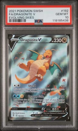 2021 #192 Full Art/Dragonite V PSA 10 Sword & Shield Evolving Skies