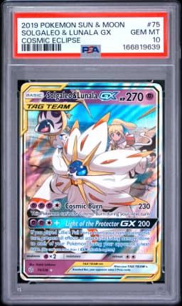2019 #75 Solgaleo & Lunala GX PSA 10 Sun & Moon Cosmic Eclipse