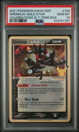 2021 #144 Greninja-Gold Star PSA 10 Swsh Black Star Promo