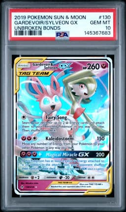 2019 #130 Gardevoir & Sylveon GX PSA 10 Sun & Moon Unbroken Bonds