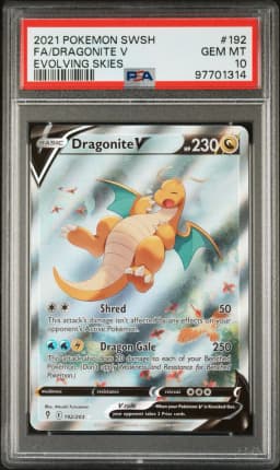 2021 #192 Full Art/Dragonite V PSA 10 Sword & Shield Evolving Skies