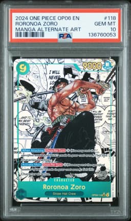 2024 #118 Roronoa Zoro PSA 10 One Piece OP06-Wings of the Captain