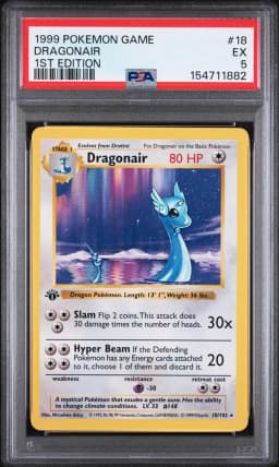 1999 #18 Dragonair 1st Edition PSA 5 Game