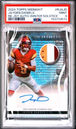 2024 #RJAJD Jayden Daniels PSA 9 Topps Midnight Rookie Jersey Autographs