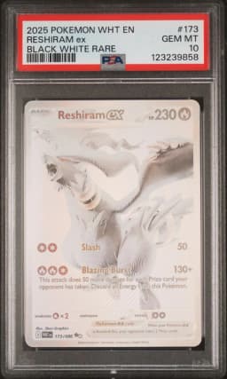 2025 #173 Reshiram EX PSA 10 Wht EN-White Flare Pokemon