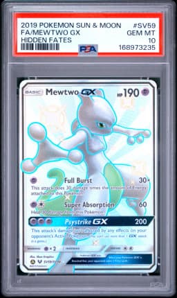 2019 #SV59 Full Art/Mewtwo GX PSA 10 Sun & Moon Hidden Fates