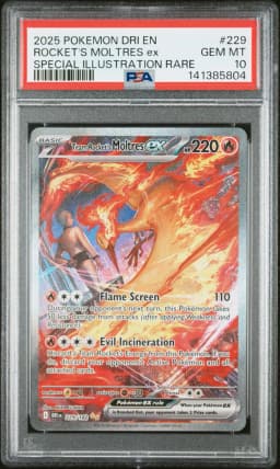 2025 #229 Team Rocket's Moltres EX PSA 10 Dri EN-Destined Rivals