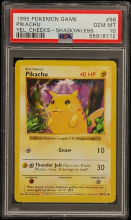 1999 #58 Pikachu PSA 10 Game