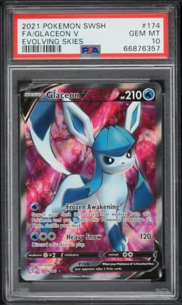 2021 #174 Full Art/Glaceon V PSA 10 Sword & Shield Evolving Skies Pokemon