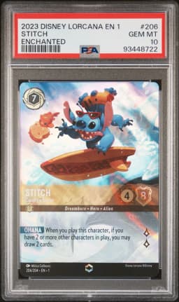 2023 #206 Stitch - Carefree Surfer PSA 10 Disney Lorcana EN 1-the First Chapter