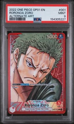 2022 #001 Roronoa Zoro PSA 9 One Piece OP01-Romance Dawn