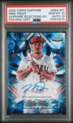 2025 #SSA-MT Mike Trout PSA 10 Topps Chrome Sapphire Sapphire Selections Autographs