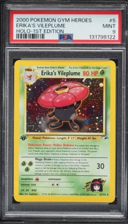 2000 #5 Gym Heroes 1st Edition Holo Erika's Vileplume MINT PSA 9 Pokemon