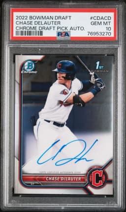 2022 #CDACD Chase Delauter PSA 10 Bowman Draft Chrome Draft Pick Autographs