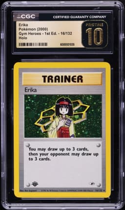 2000 Pokemon Gym Heroes 1st Edition Holo Erika #16 CGC 10 PRISTINE