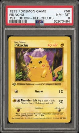 1999 #58 Pikachu PSA 8 Game