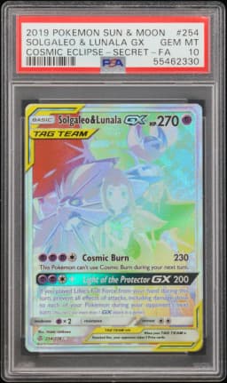 2019 #254 Full Art/Solgaleo & Lunala GX PSA 10 Sun & Moon Cosmic Eclipse