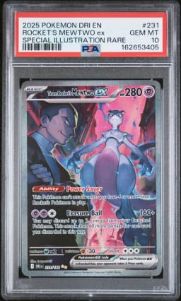 2025 #231 Team Rocket's Mewtwo EX PSA 10 Dri EN-Destined Rivals
