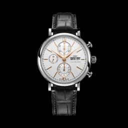 IWC Portofino Chronograph Gold Accents 42mm - Silver-Plated on Leather Strap