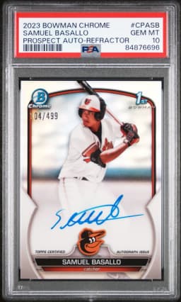 2023 #CPASB Samuel Basallo PSA 10 Bowman Chrome Prospect Autographs