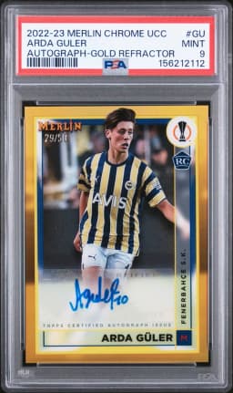 2022 #GU Arda Guler PSA 9 Topps Merlin Chrome UEFA Club Competitions Autographs