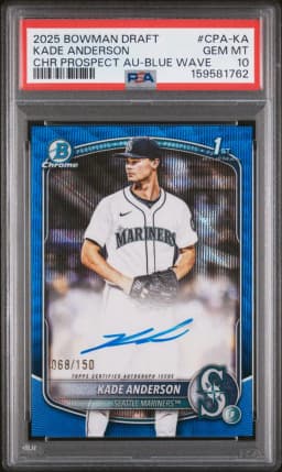 2025 #CPA-KA Kade Anderson PSA 10 Bowman Draft Chrome Prospect Autographs
