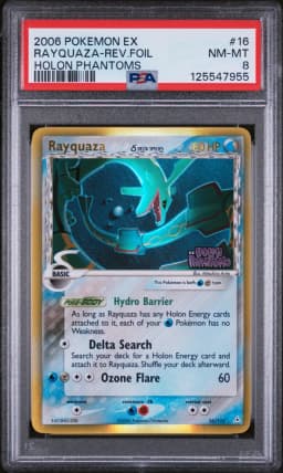 2006 #16 Rayquaza-Reverse Foil PSA 8 EX Holon Phantoms