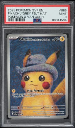 2023 #85 VAN GOGH PIKACHU WITH GREY FELT HAT PSA 9 POKEMON SV BLACK STAR PROMO
