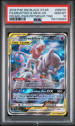 2019 #SM191 Full Art/Mewtwo & Mew GX PSA 10 SM Black Star Promo