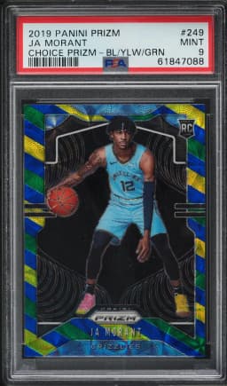 2019 PANINI PRIZM CHOICE BLUE GREEN YELLOW JA MORANT ROOKIE #249 PSA 9 MINT