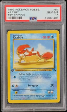 1999 #51 Krabby 1st Edition PSA 10 Fossil