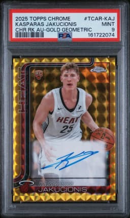2025 #TCAR-KAJ Kasparas Jakucionis PSA 9 Topps Chrome Chrome Rookie Autographs