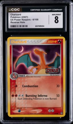 2007 #6 Charizard-Reverse Foil CGC 8 EX Power Keepers Pokemon