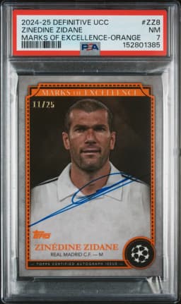 2024 #ZZ8 Zinedine Zidane PSA 7 Topps Definitive Collection UEFA Club Competitions Marks of Excellence