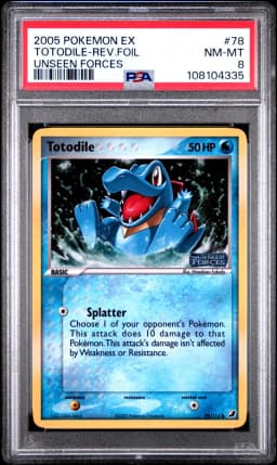 2005 #78 Totodile-Reverse Foil PSA 8 EX Unseen Forces